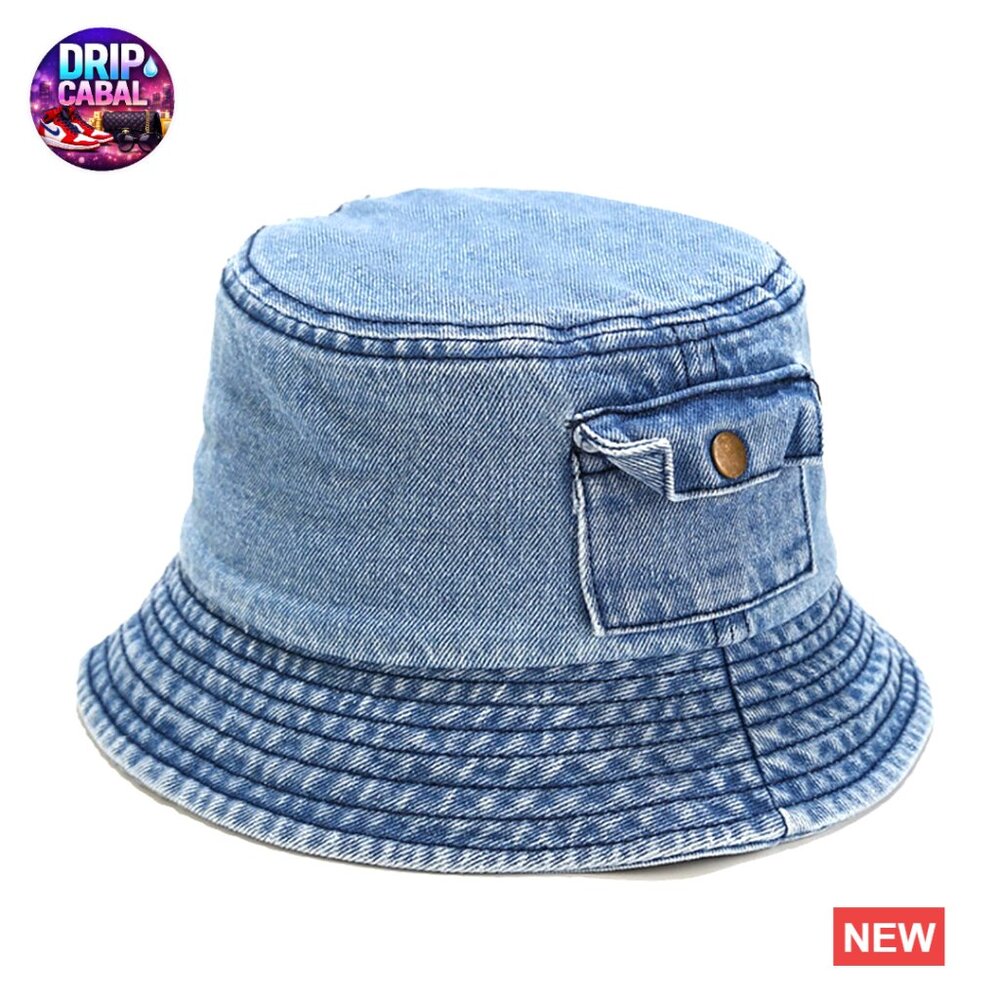 Denim Bucket Hat Cotton & Polyester Unisex Packable Sun Cap